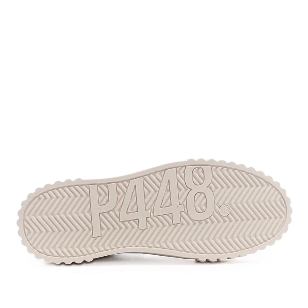 P448 Womens Creeper Platform Sneakers White Pluto Leather Glitter Size 8/ 38‎
